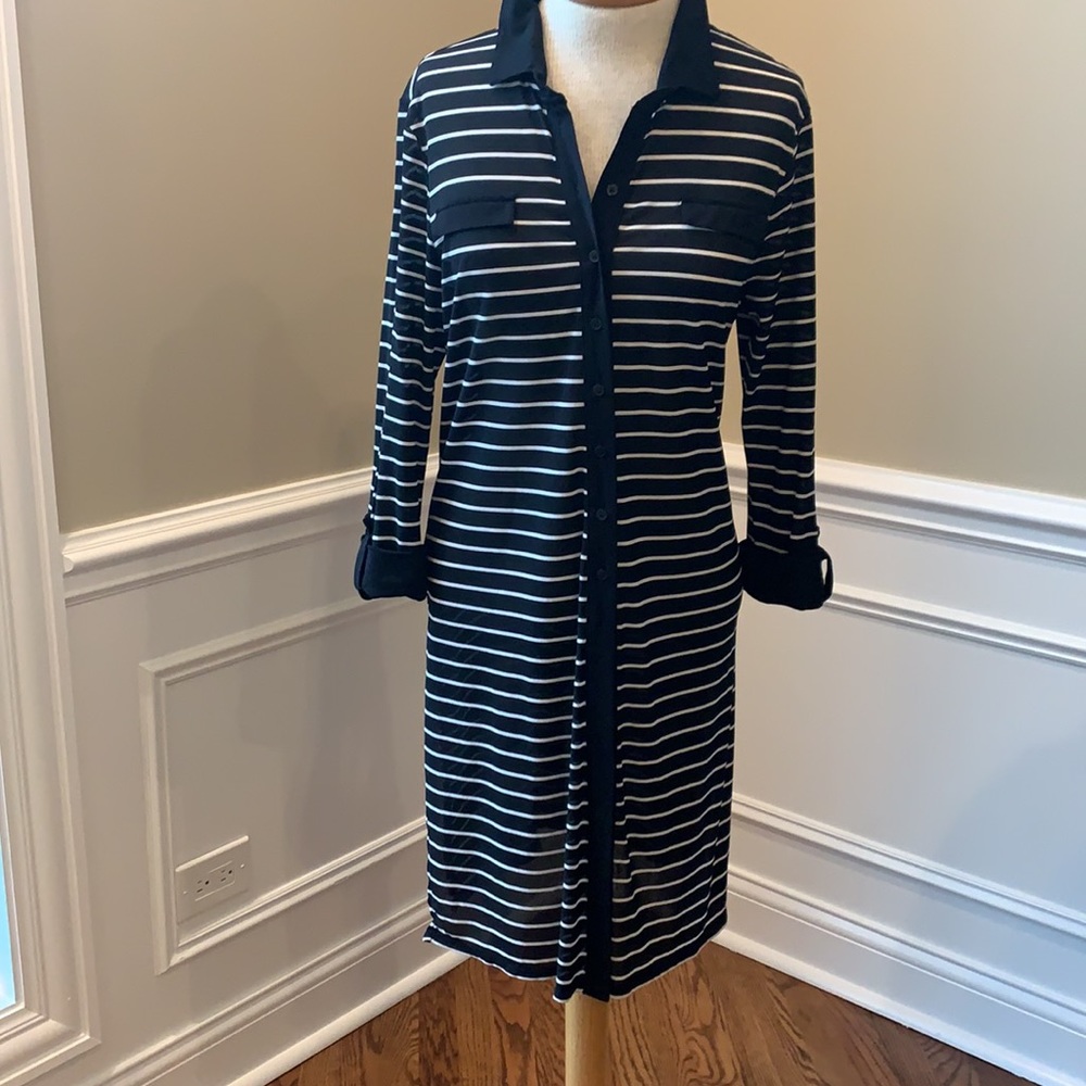 Chico’s Striped Button Down Tunic